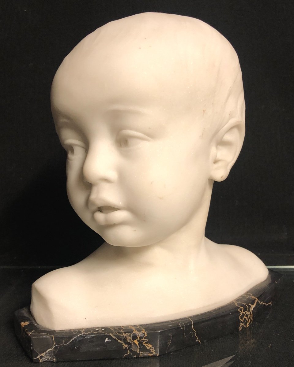 Alimondo CIAMPI 1876-1939 Buste de GIOTTINO Jeune garçon en Marbre de Carrare vers 1903-04