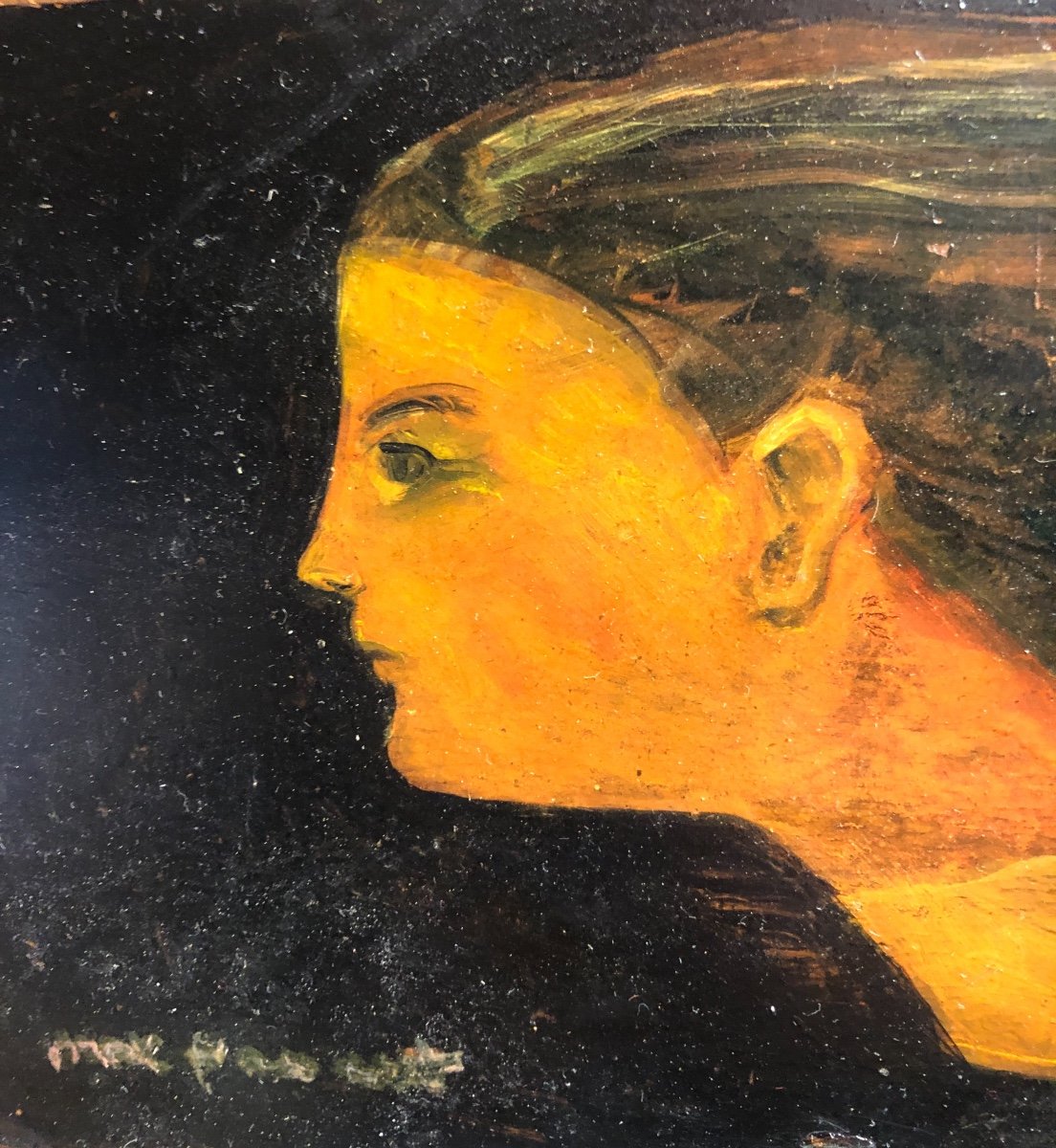 Max Papart 1911-1994 Oil Young Woman In Profile 1953 Collection Of The Artist-photo-1