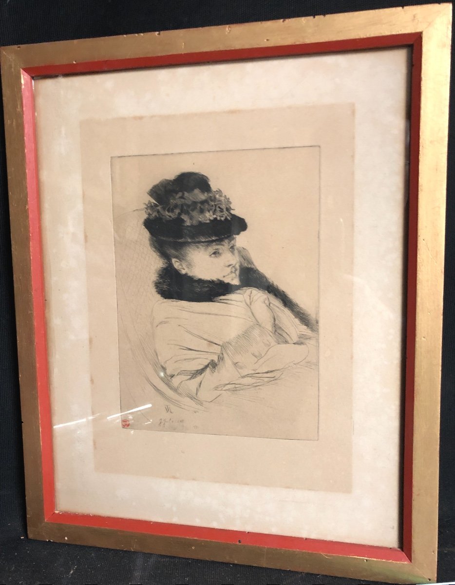 James Tissot 1836-1902 Rare Drypoint La Convalescente 1875-photo-2