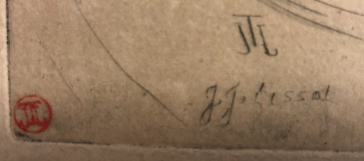 James Tissot 1836-1902 Rare Drypoint La Convalescente 1875-photo-3