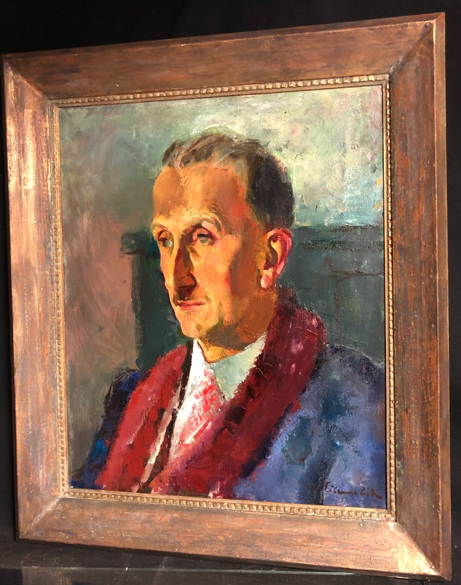 Wlly EISENSHITZ 1889-1974 GRAND portrait huile Origine juif Autrichien exposition Musée Liozon-photo-2