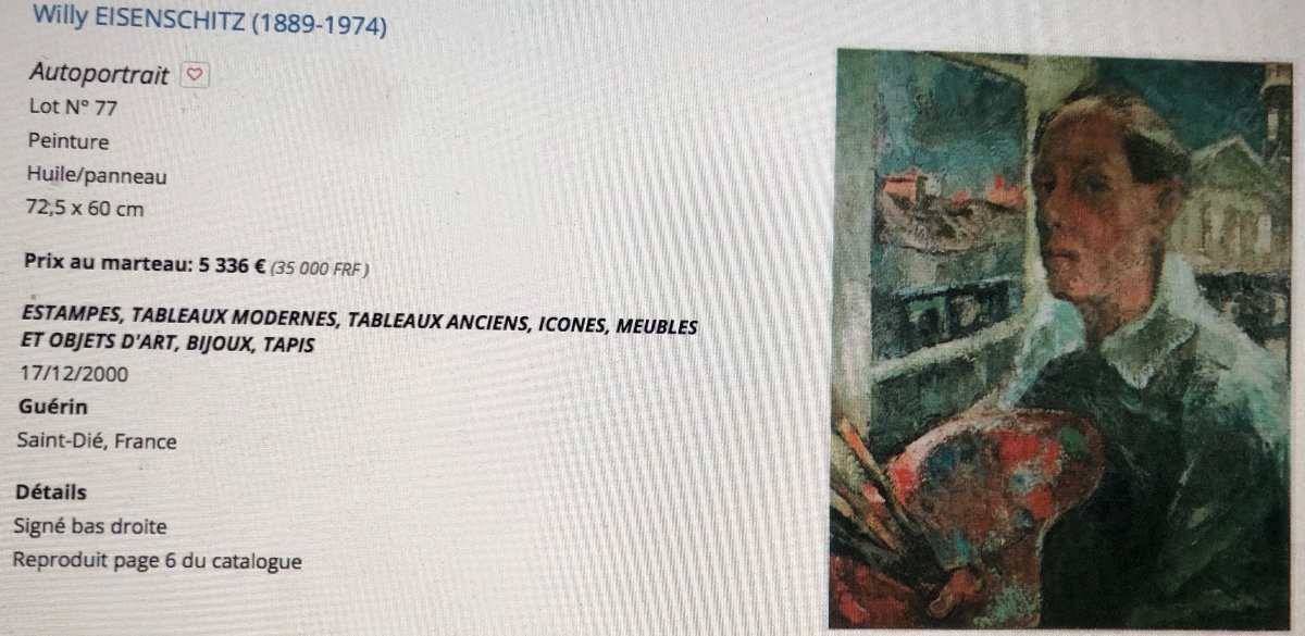 Wlly EISENSHITZ 1889-1974 GRAND portrait huile Origine juif Autrichien exposition Musée Liozon-photo-5