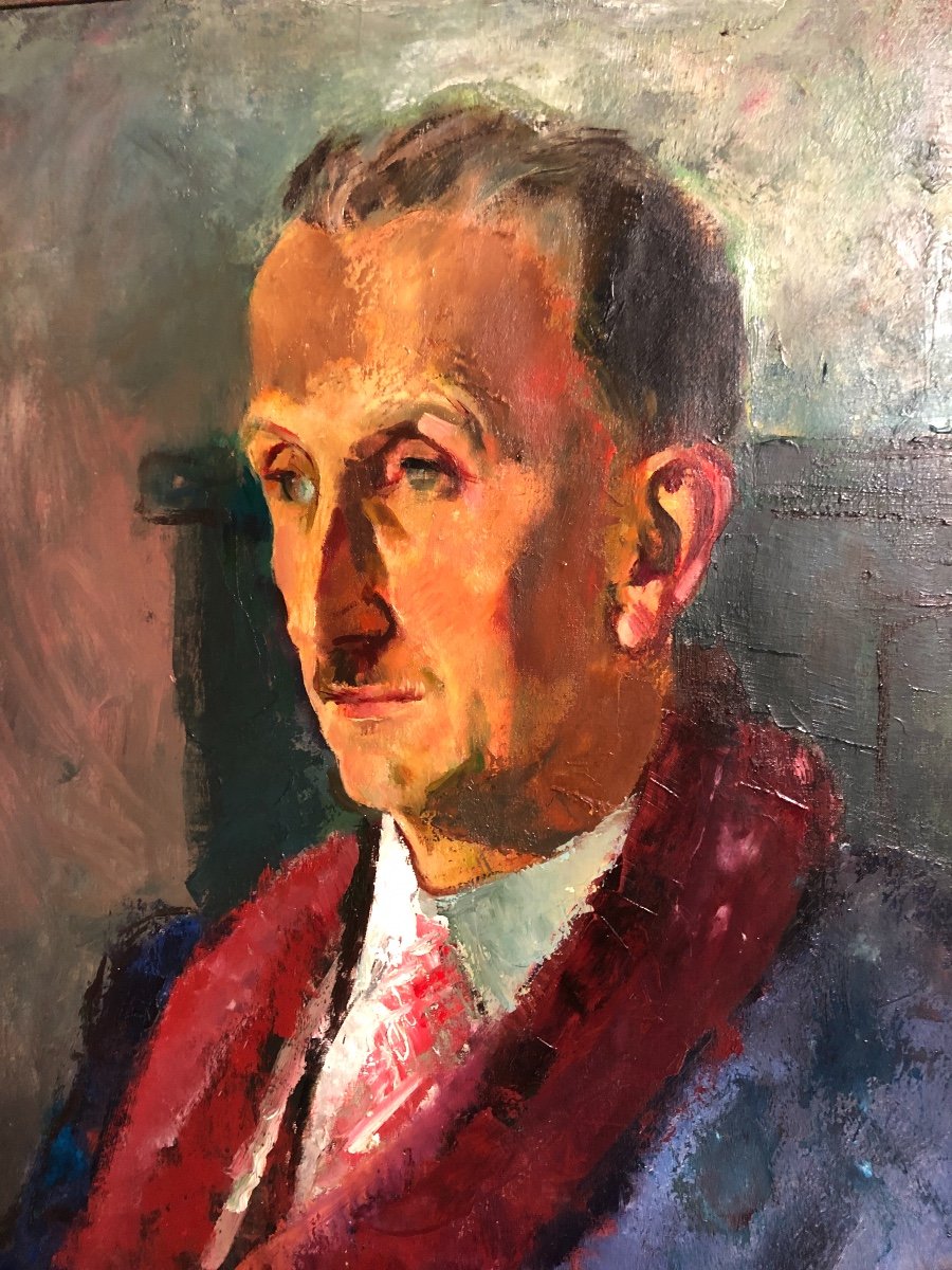 Wlly EISENSHITZ 1889-1974 GRAND portrait huile Origine juif Autrichien exposition Musée Liozon