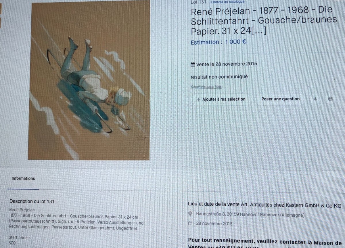 René PREJELAN 1877-1968 Jeune femme dans l'intimité Dessin et gouache  Art Deco 1920 curiosa-photo-3