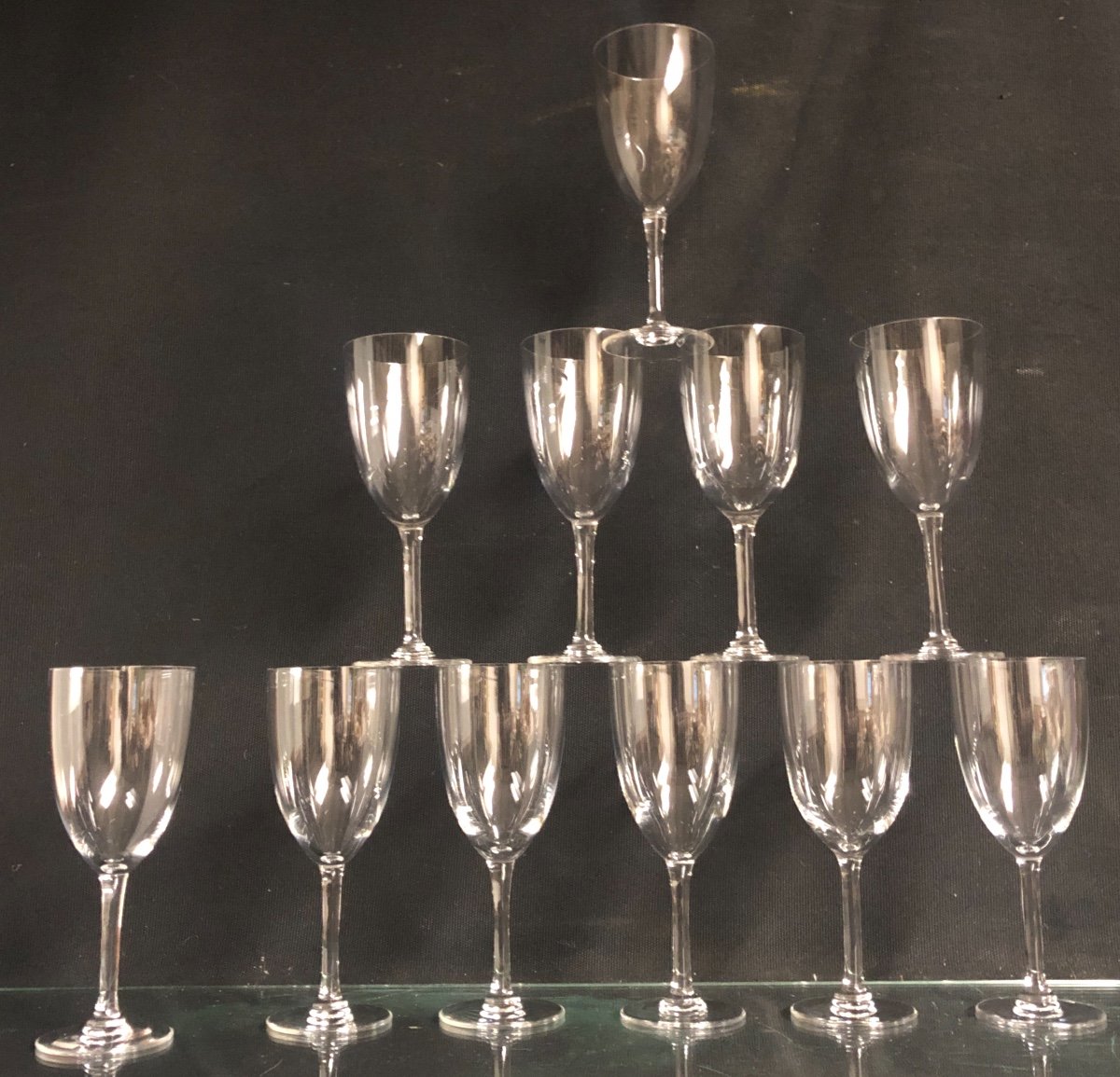 LALIQUE 10 verres en cristal XXe H: 17,5 cm EN TRES BON ETAT-photo-3