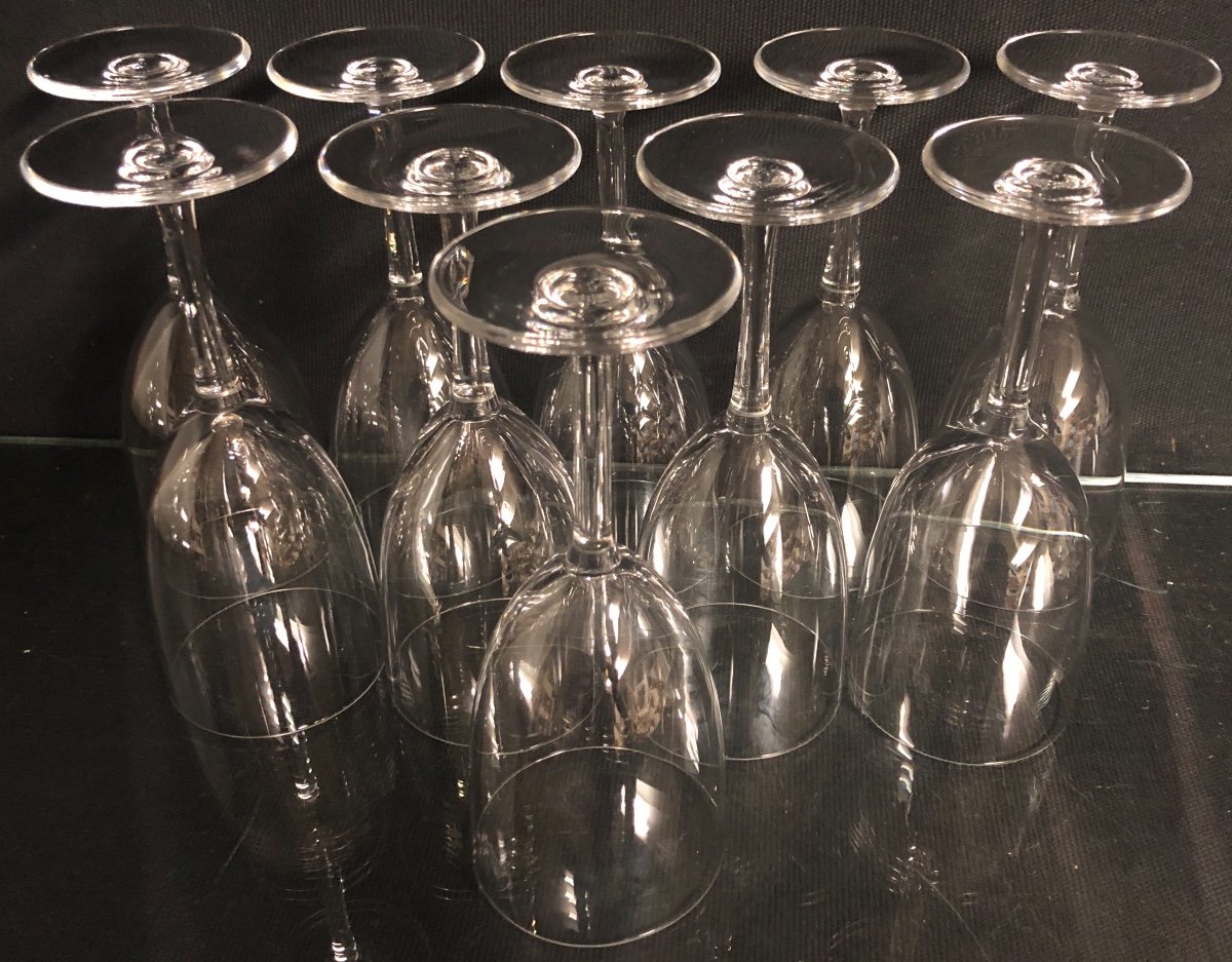 LALIQUE 10 verres en cristal XXe H: 17,5 cm EN TRES BON ETAT-photo-3