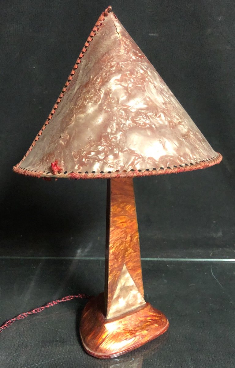 Mushroom Lamp In Bakelite And Rhodoid Art Deco-photo-3