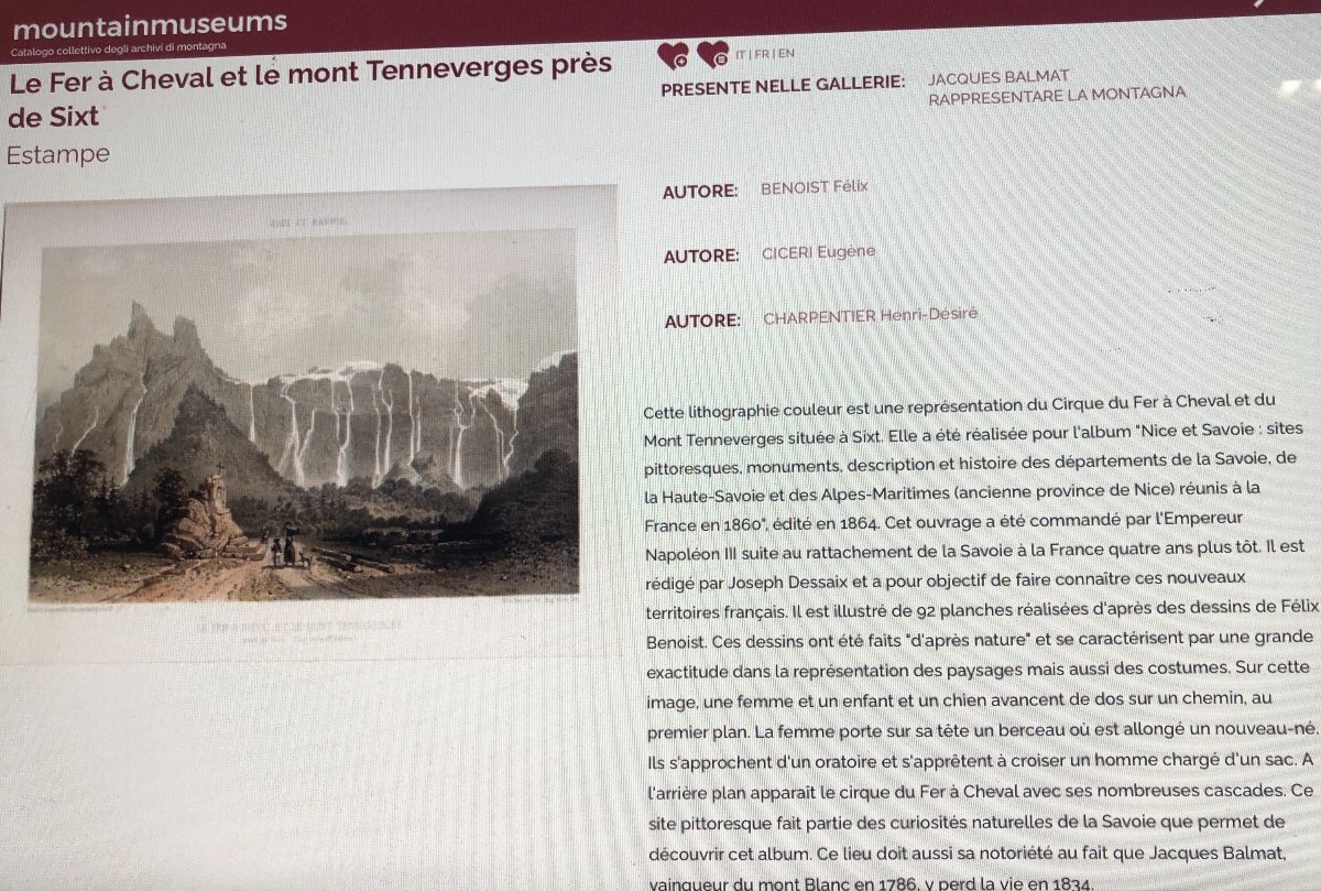 F. BENOIST 1818-1896 RARE lithographie Mont Tenneverges Sixt de 1864 Montagne Haute Savoie-photo-2