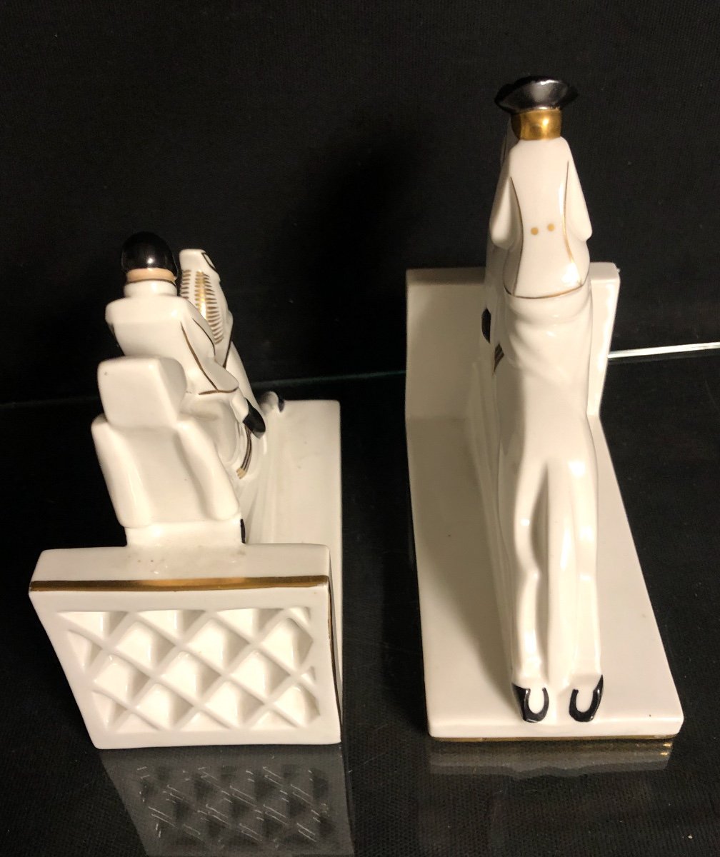 Robj Paris Very Rare Pair Of Bookends Le Saut d'Obstacle Riders Art Deco Horses-photo-5