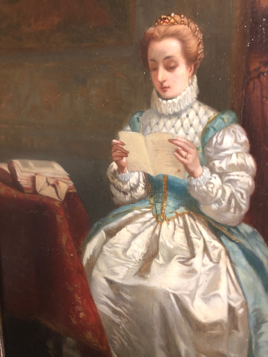 Hippolyte Lecomte 1781-1853 Attributed Oil The Love Letter-photo-3