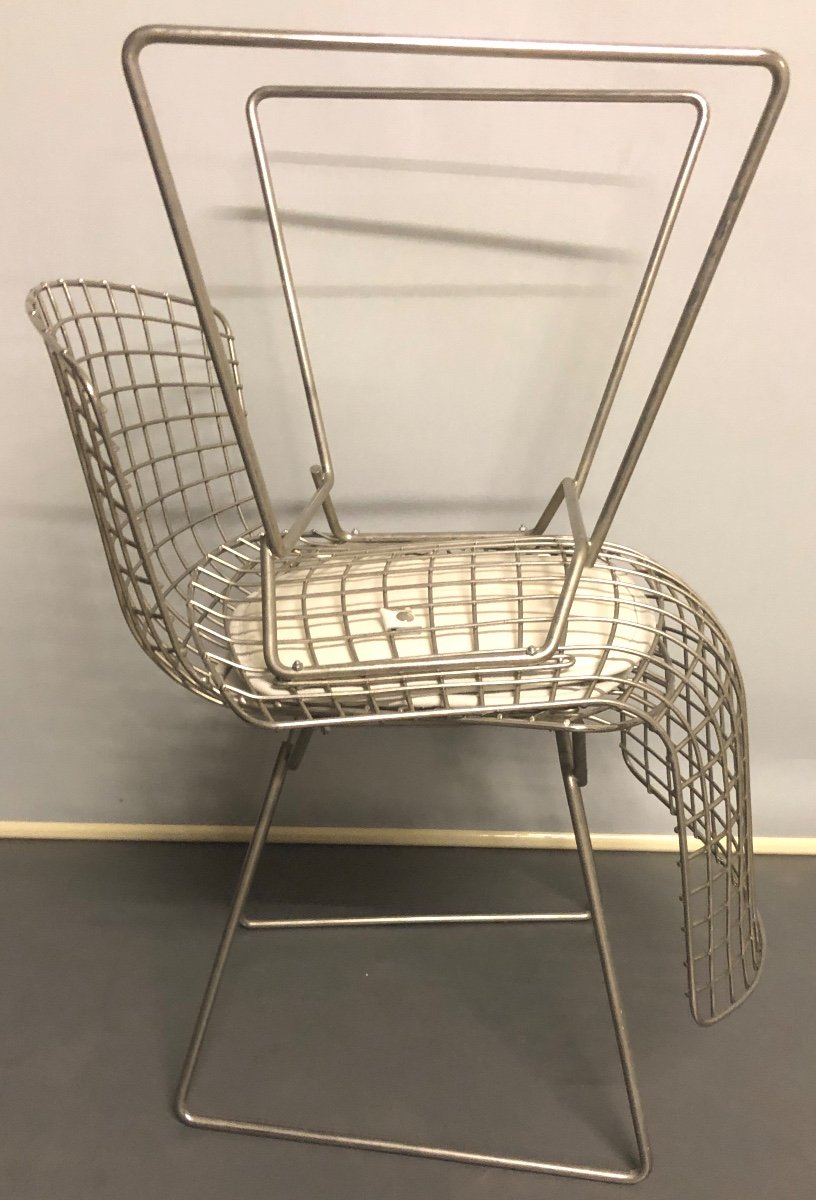 Harry BERTOIA Paire de chaises WIRE En très bon état avec leurs galettes-photo-8