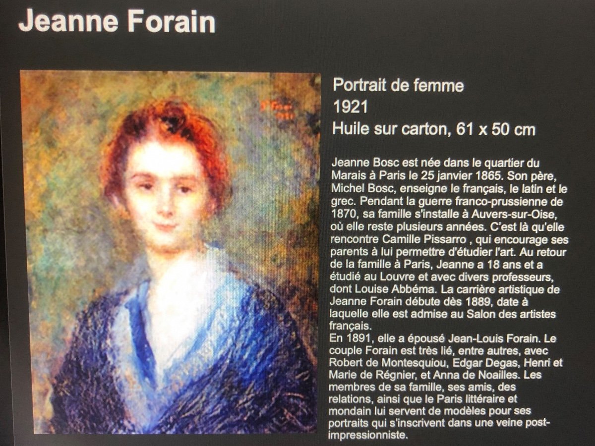 Jeanne Forain 1865-1954 Large Oil 1921 Post Impressionist Portrait Young Woman (jeanette?)-photo-3