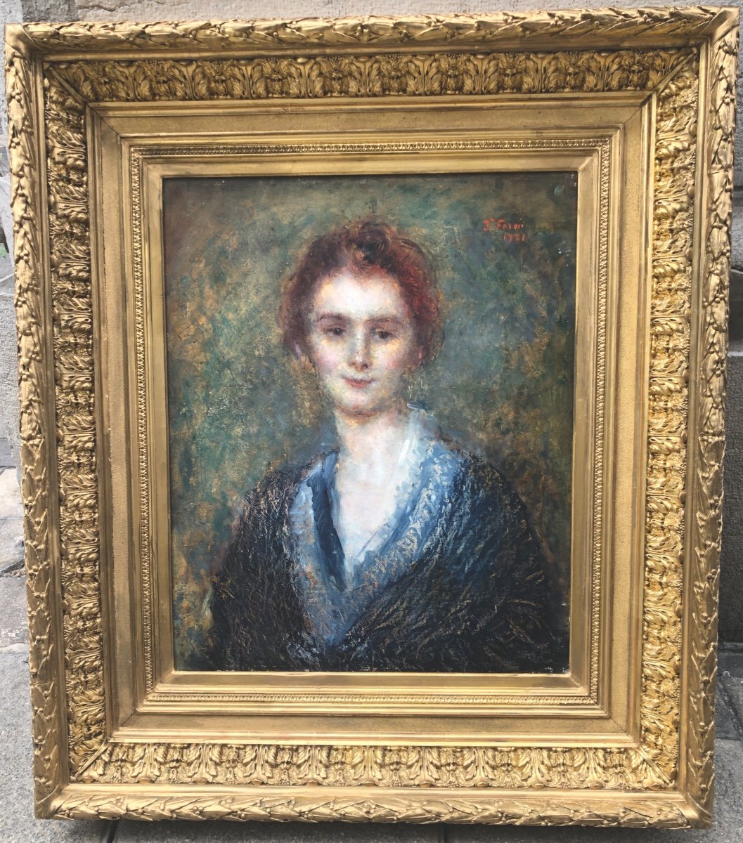 Jeanne Forain 1865-1954 Large Oil 1921 Post Impressionist Portrait Young Woman (jeanette?)