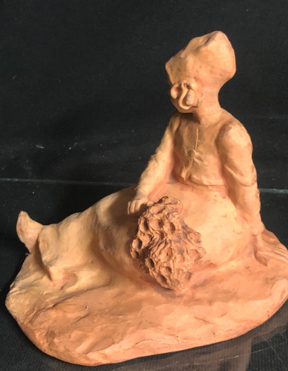 Ruth Milles 1873-1941 Sweden Young Girl With A Bouquet Terracotta Pont Aven-photo-1