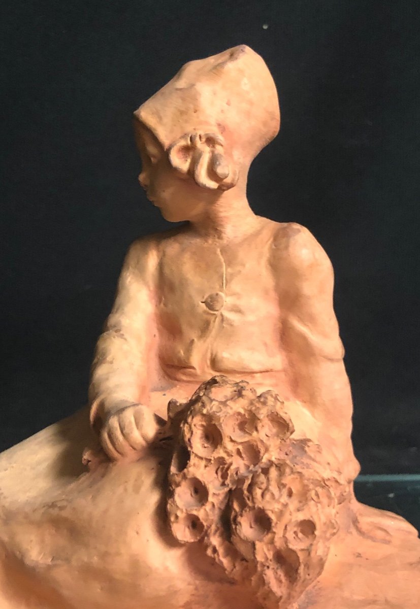 Ruth Milles 1873-1941 Sweden Young Girl With A Bouquet Terracotta Pont Aven-photo-4