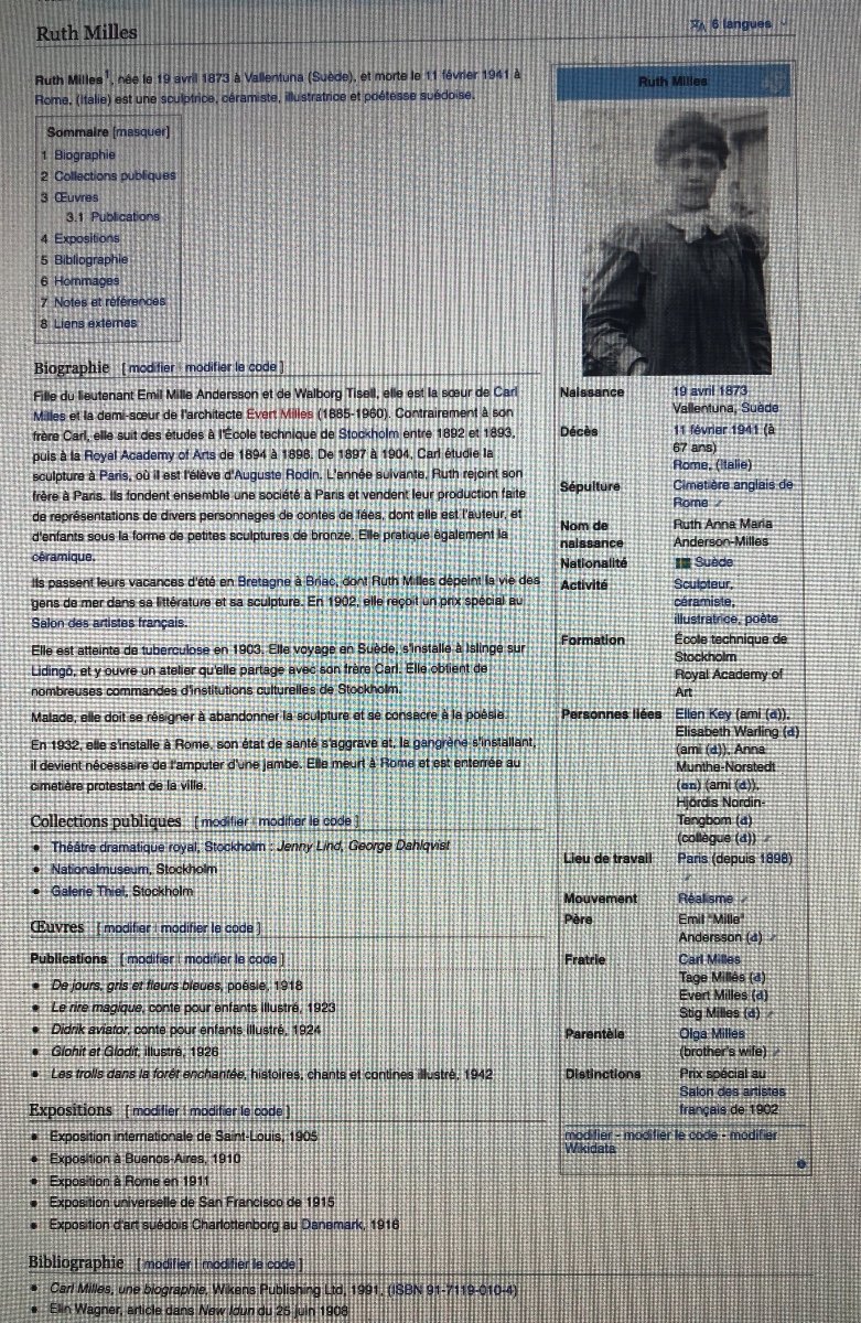 Ruth Milles 1873-1941 Sweden Young Girl With A Bouquet Terracotta Pont Aven-photo-8