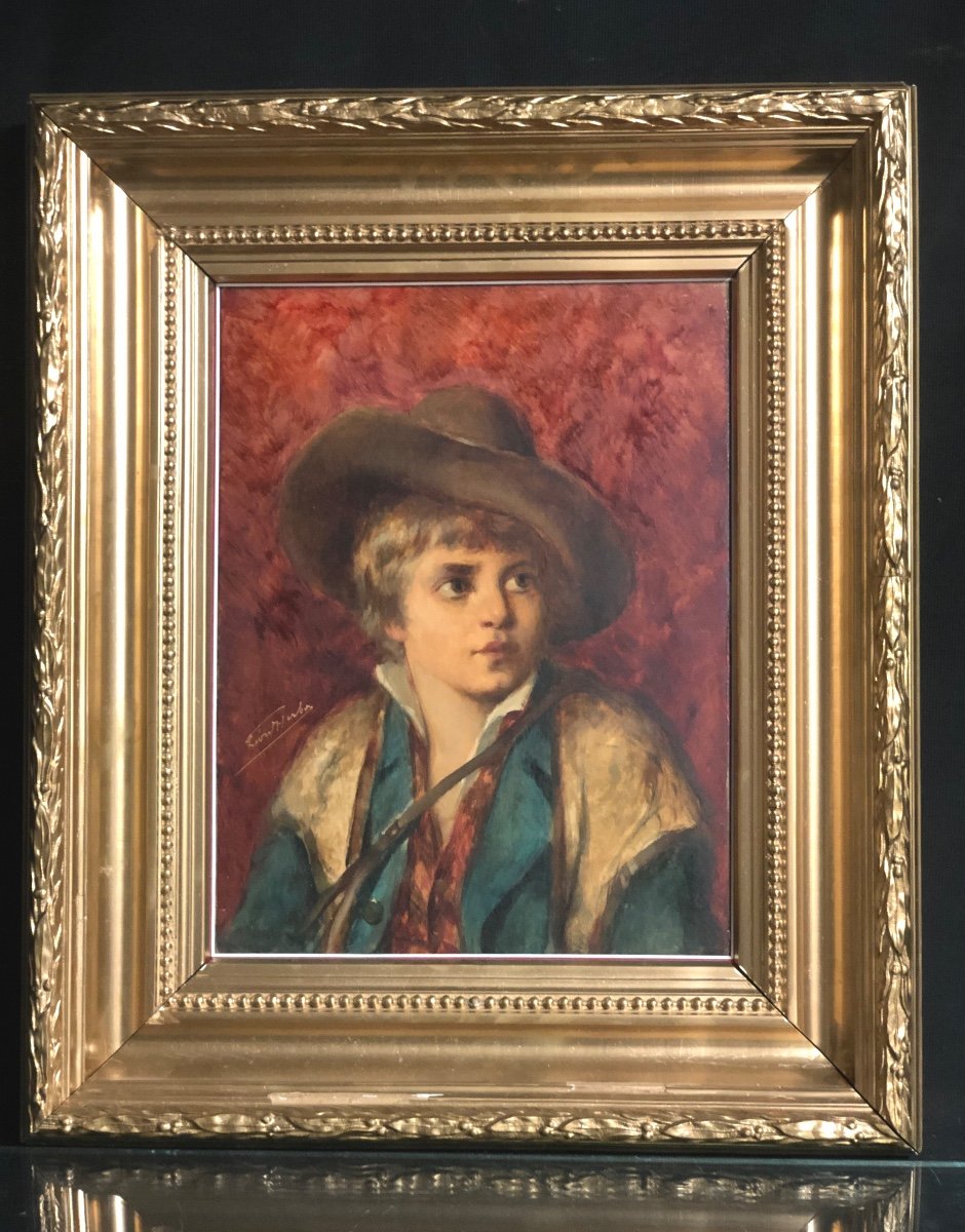Léon HERBO 1850-1907 Huile Jeune Napolitain -photo-3