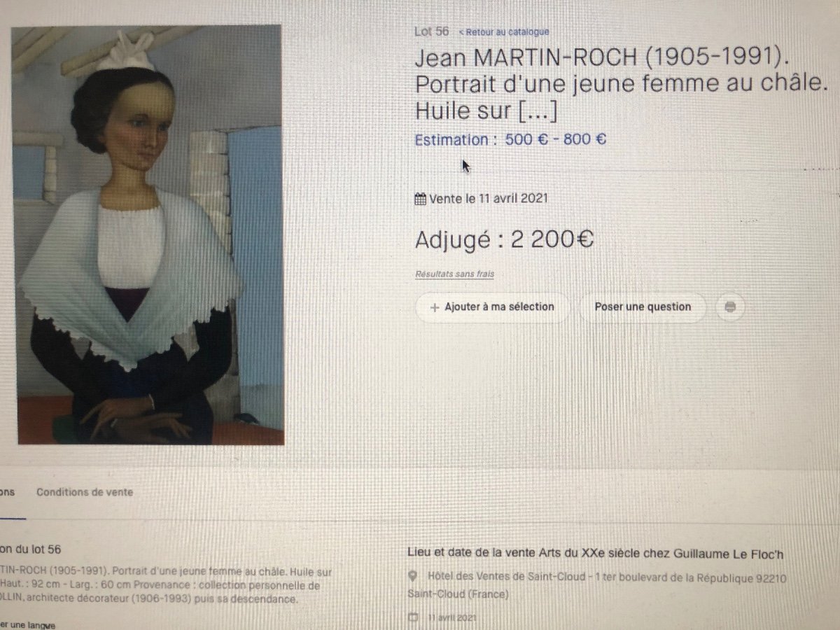 Jean MARTIN-ROCH 1905-1991 Importante huile 116x89 cm Moine Musicien Violon Surréaliste -photo-4