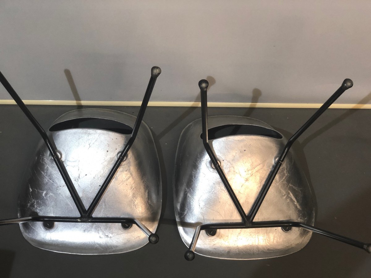 Pierre Guariche 1926-1995 Rare Pair Of Aluminum Barrel Chairs Steiner Edition Chair-photo-5