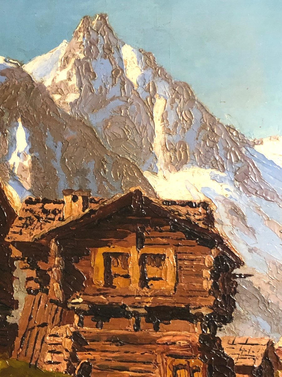 Jacques FOURCY 1906-1990 Huile Chalet en montagne Alpes-photo-4