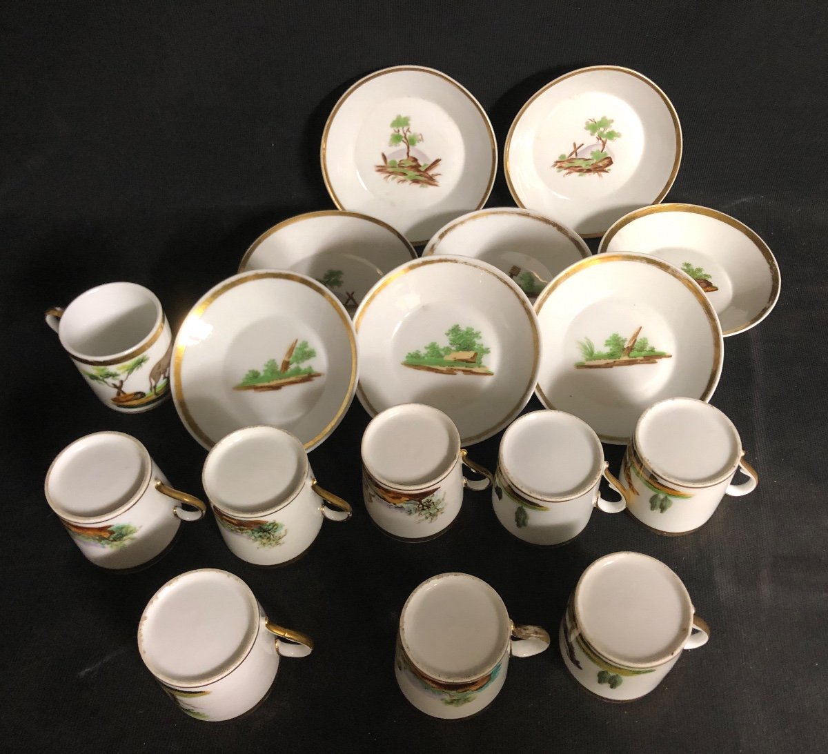 Suite Of 8 Animal Cups And Nineteenth Paris Porcelain Cups-photo-2