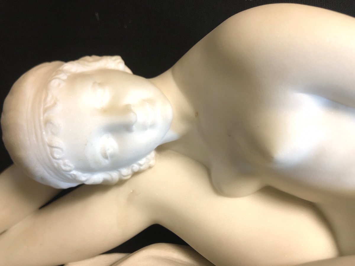 E. Vanet 19th-20th Important Sculpture 61 Cm White Marble Art Deco 1930-photo-2