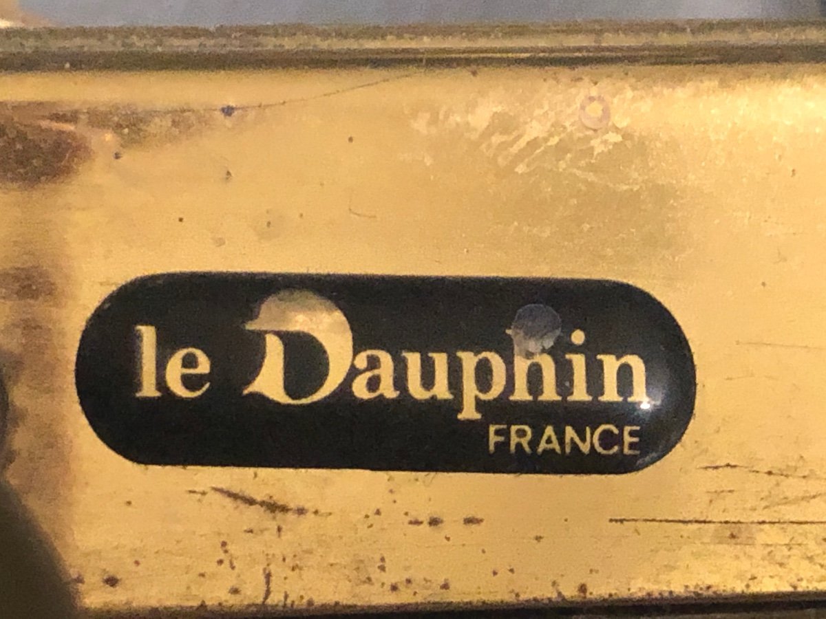 Maison LE DAUPHIN Lampe CHEVAL En Verre et laiton signée -photo-4