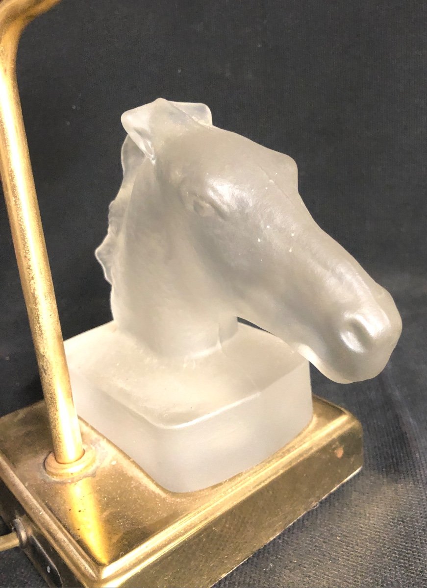 Maison LE DAUPHIN Lampe CHEVAL En Verre et laiton signée -photo-1