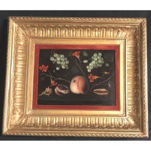 Oil Signed Still Life With The Fly Nineteenth Or Before In Very Good Condition