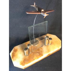 Rare Art Deco Airplane Photo Holder In Very Good Condition