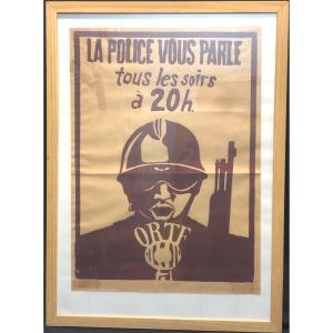 RARE Affiche Mai 68 La police vous parle tous les soirs à 20h ORTF Information