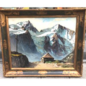 Joseph Communal Important Oil La Meije Exhibition Les Ecrins Alpes Chazelet Mountain
