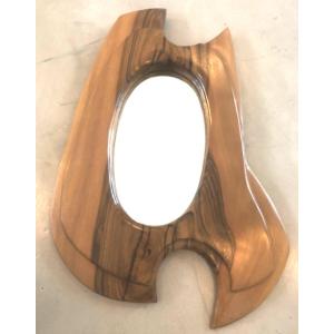 Large Mirror 1960 Free Form In Wood Vein 56 Cm