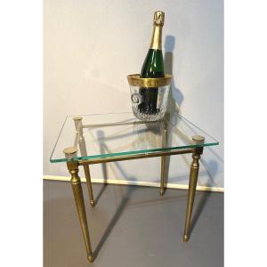 Table d’appoint / Bout de canapé Baguès dlg en bronze et verre 1940