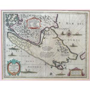 South America Rare Map 1648 Strait Of Magellan The Mayor In Very Good Condition Lithograph