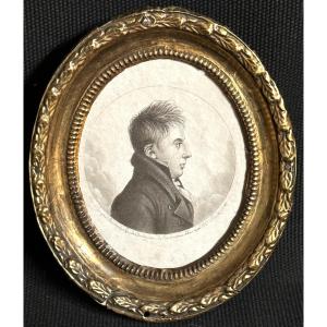 Etienne Bouchardy ( -1840) Rare Physionotrace Homme de profil dans son cadre en laiton Chretien