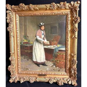 Victor Gabriel Gilbert 1847-1935 Oil The Oyster Merchant In Very Good Condition Paris