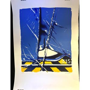 Peter Klasen Large Blue Tarpaulin Truck Screen Print Signed Small Edition Of 75 Ex Project Ic 315