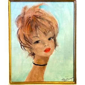 Jean Gabriel Domergue 1889-1962 Oil Young Woman Alicia Signed