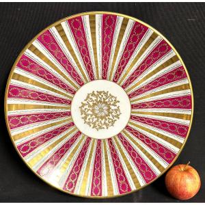 LE TALLEC Grand plat Coupe à fruits monté bronze signé Porcelaine polychrome