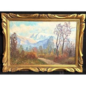 Florent Chade 1896-1985 Oil Mountain Landscape Chadé Alps Grenoble