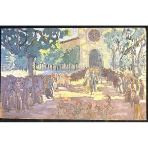 Paulette Genet 1892-1983 Large Double Sided Oil Wedding /7