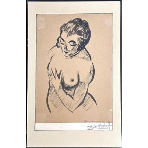 André CHABERT 1895-1961 Encre Femme de 3/4 Grenoble