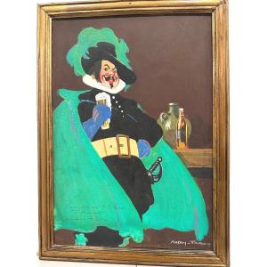 Andry-farcy 1882-1950 Rare Oil Beer Drinker Andry Farcy Curator Grenoble Museum Signed