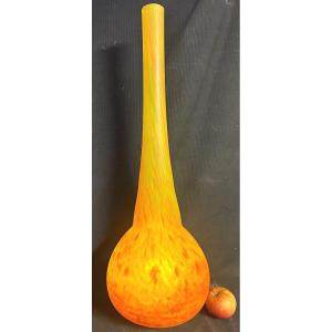 GRAND vase berluze  62 cm dlg Daum en verre jaune et orange Art Nouveau 1900