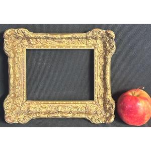 Old Small Frame 14x11cm Rabbet And 12.5x9.5cm Regency Style Window In Wood And Golden Stucco