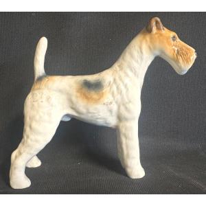 Fox Terrier Dog In Art Deco Polychrome Ceramic Signed Talavera Romulus /2