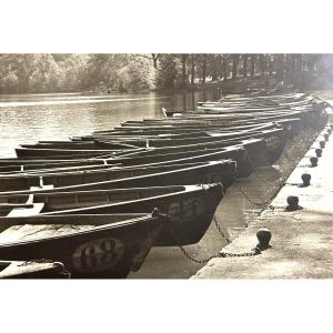 Georges BOYER Lyon XXe Grande photographie Barques au repos Exposition 1952 Photo cinétique /60