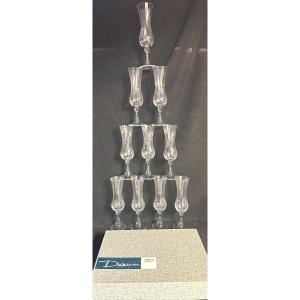 Daum 8+2 Vérone  Model Crystal Champagne Flutes Signed In Original Box 