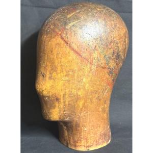 Hatter's Marotte In Wooden Art Deco Fashion Store Hat Head Early 20th Century